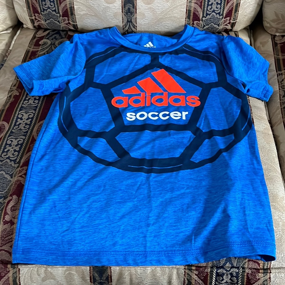Adidas boys blue soccer t-shirt. Size 7